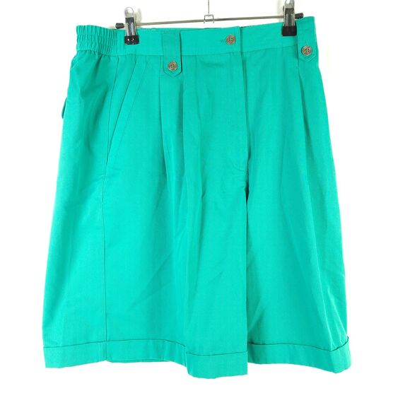 NWT VTG Sweetbriar Womens 14 31x8 Green Pleated High Rise Chino Mom Shorts - Picture 1 of 8